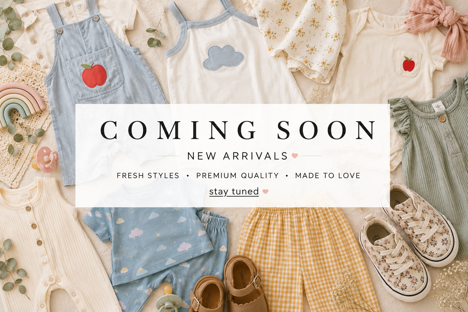 Upcoming boutique arrivals for families featuring stylish new clothing and accessories.