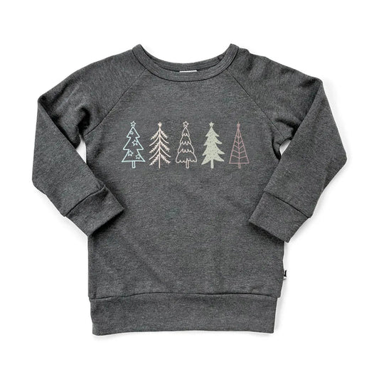 Little & Lively | ‘CHRISTMAS TREES’ PULLOVER | CHARCOAL - Pink & Blue Kidz Clothing