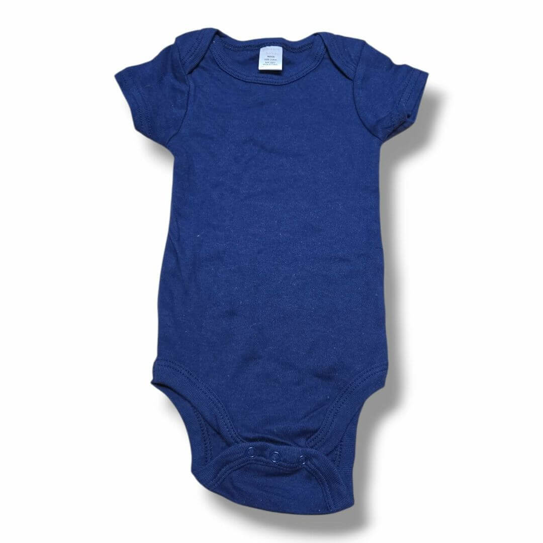 Pre-loved baby bodysuit in navy blue, suitable for eco-conscious parents seeking quality clothing.