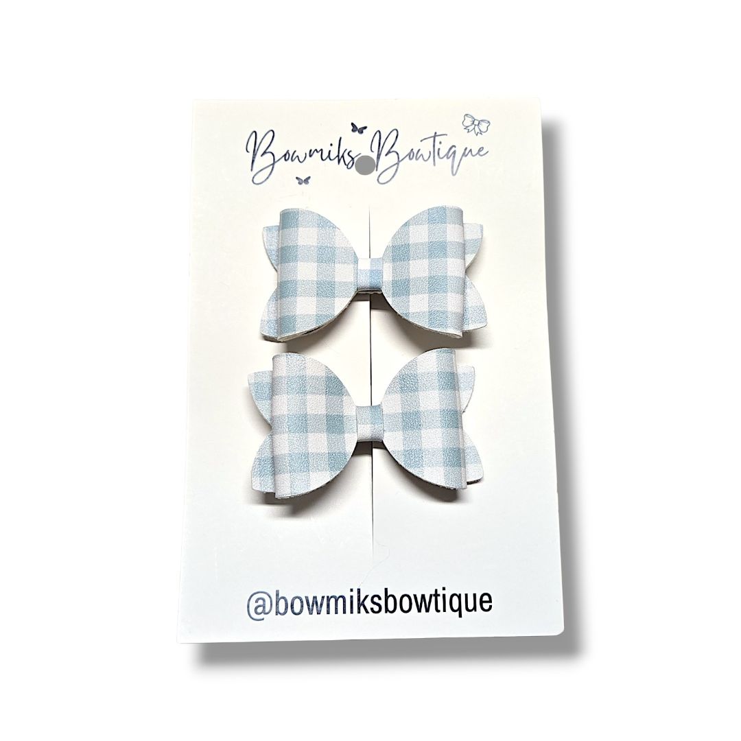Bowmiks Boutique | Light Green 2 inch Pigtail Bow Clips | Handmade