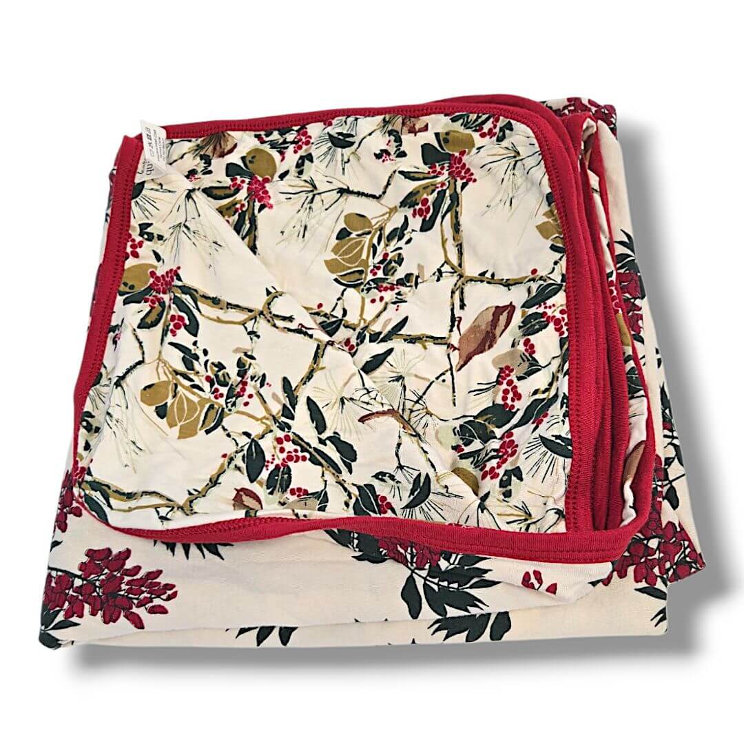 Holiday Pine + Winterberry Kate Quinn Blankets, 42"x42"