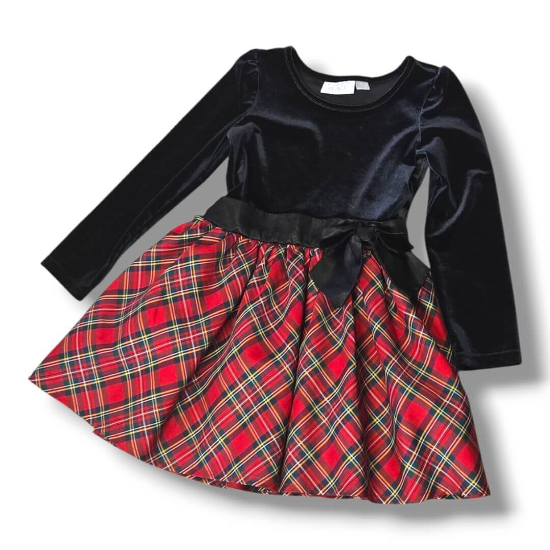Black Velvet bodice with red plaid skirt Children's Place Kids Dresses, 5T