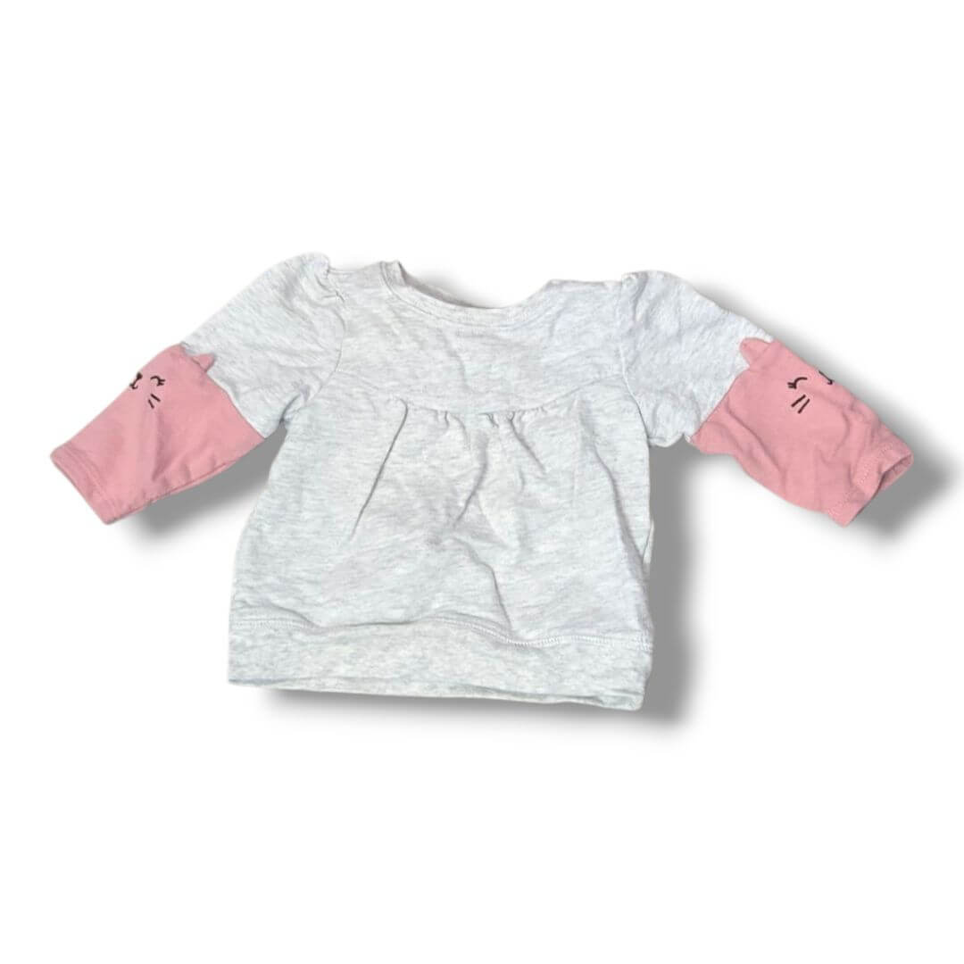 Heather Grey/Pink Child Of Mine By Carters Kids Tops, 3/6M