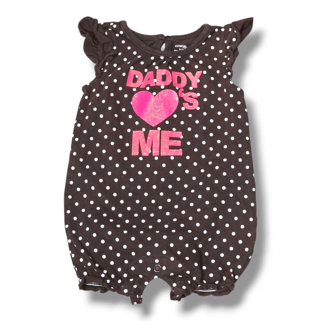 Brown Polka Dot George Kids Rompers, 0/3M