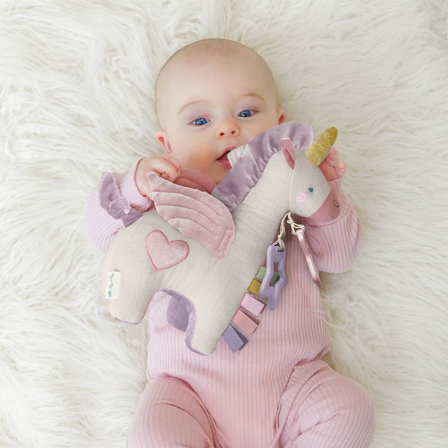Coming Soon | Bespoke Link & Love™ Activity Plush & Teether Toy - Pegasus - Pink & Blue Kidz Clothing