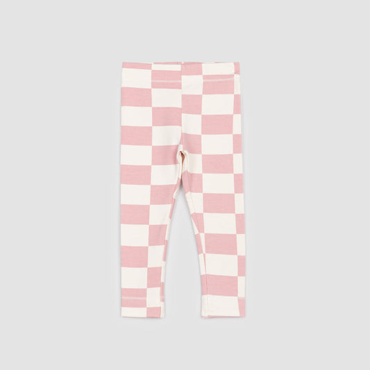 Miles The Label | Rose Checkerboard Print Leggings - Pink & Blue Kidz Clothing