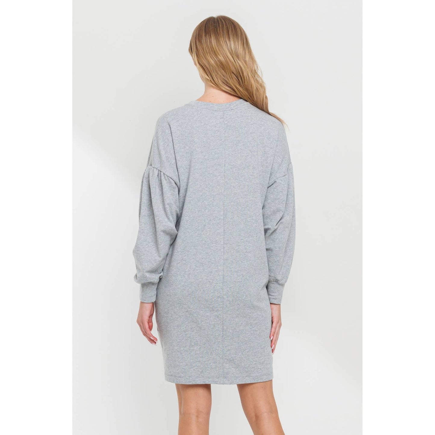 Crew Neck Maternity Sweater Dress with Pockets: Olive