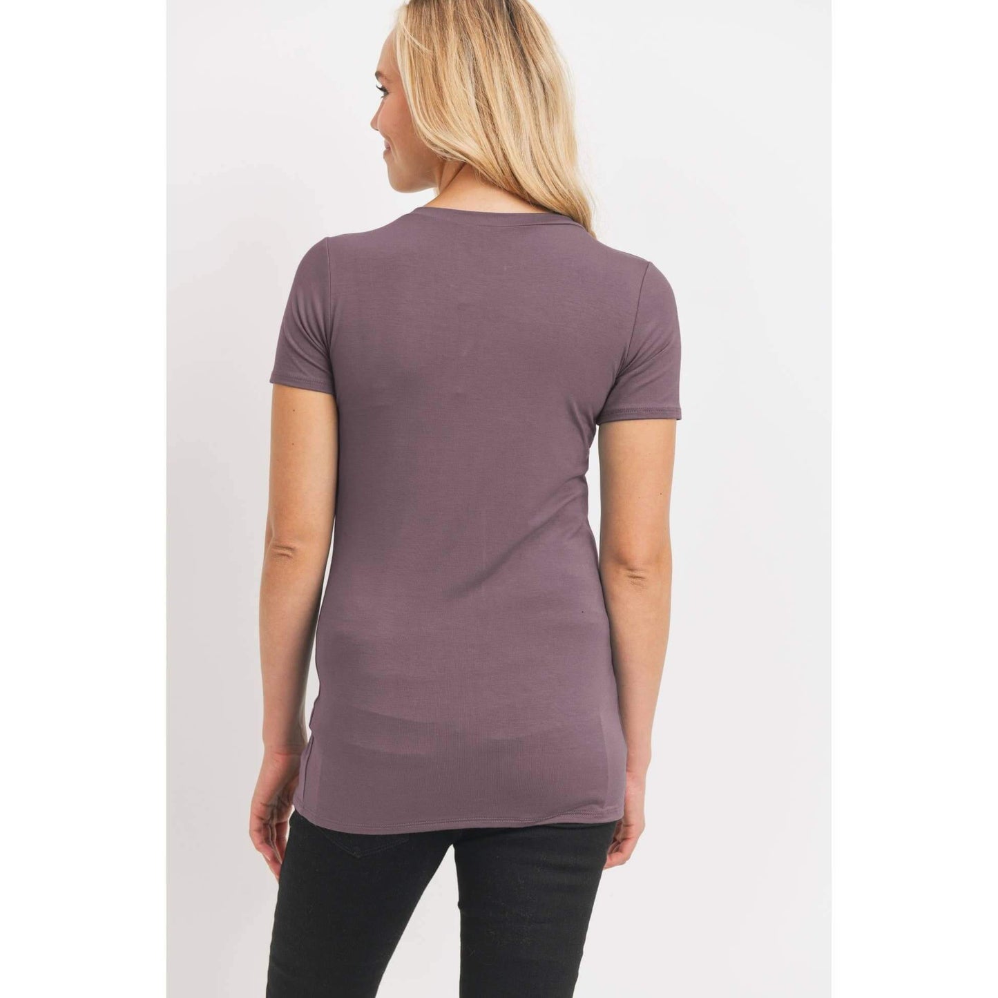 Coming Soon | Hello Miz - Round Neck Short Sleeve Maternity Basic Top | 2 Colors Available - Pink & Blue Kidz Clothing