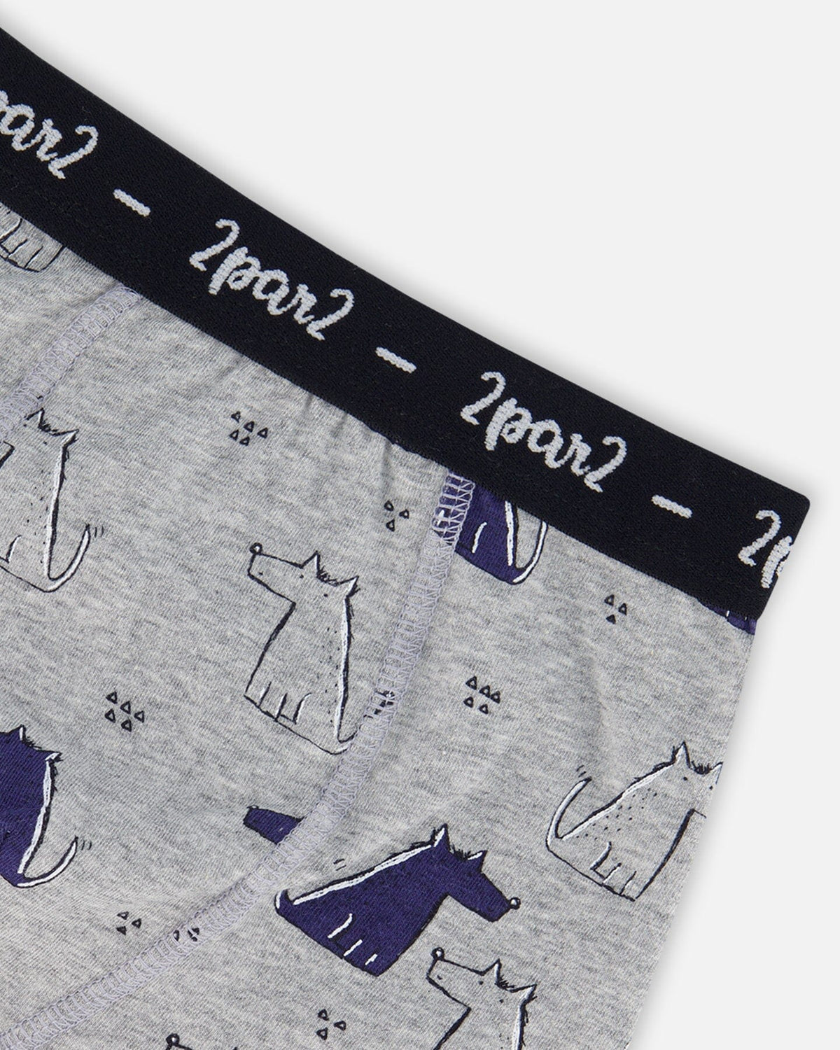 Deux Par Deux | Organic Cotton Boxer Short Grey Mix Printed Dogs - Pink & Blue Kidz Clothing