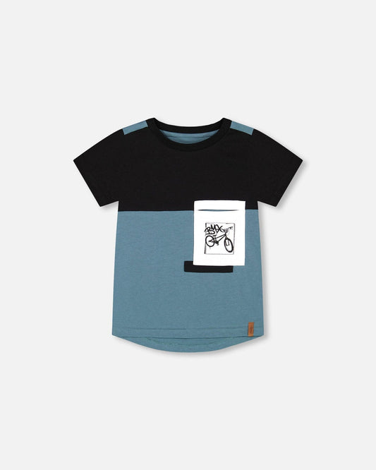 Deux Par Deux | Colorblock T-Shirt Black | BMX - Pink & Blue Kidz Clothing