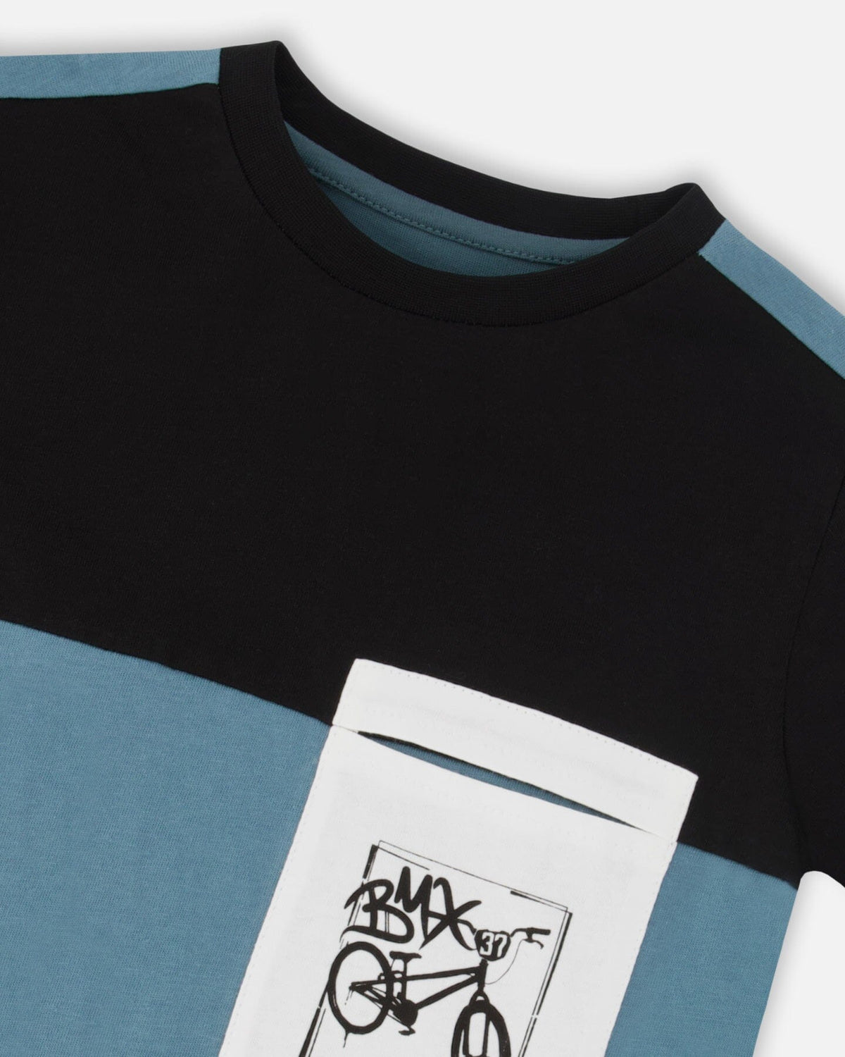 Deux Par Deux | Colorblock T-Shirt Black | BMX - Pink & Blue Kidz Clothing