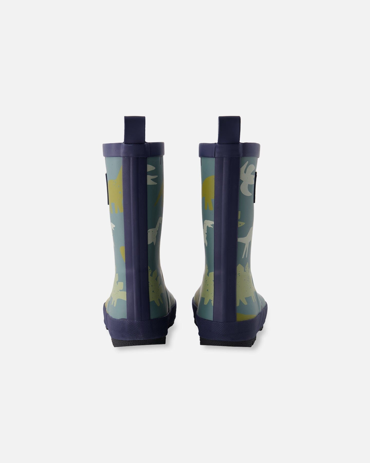 Rain Boots In Natural Rubber Green Dinosaur Print