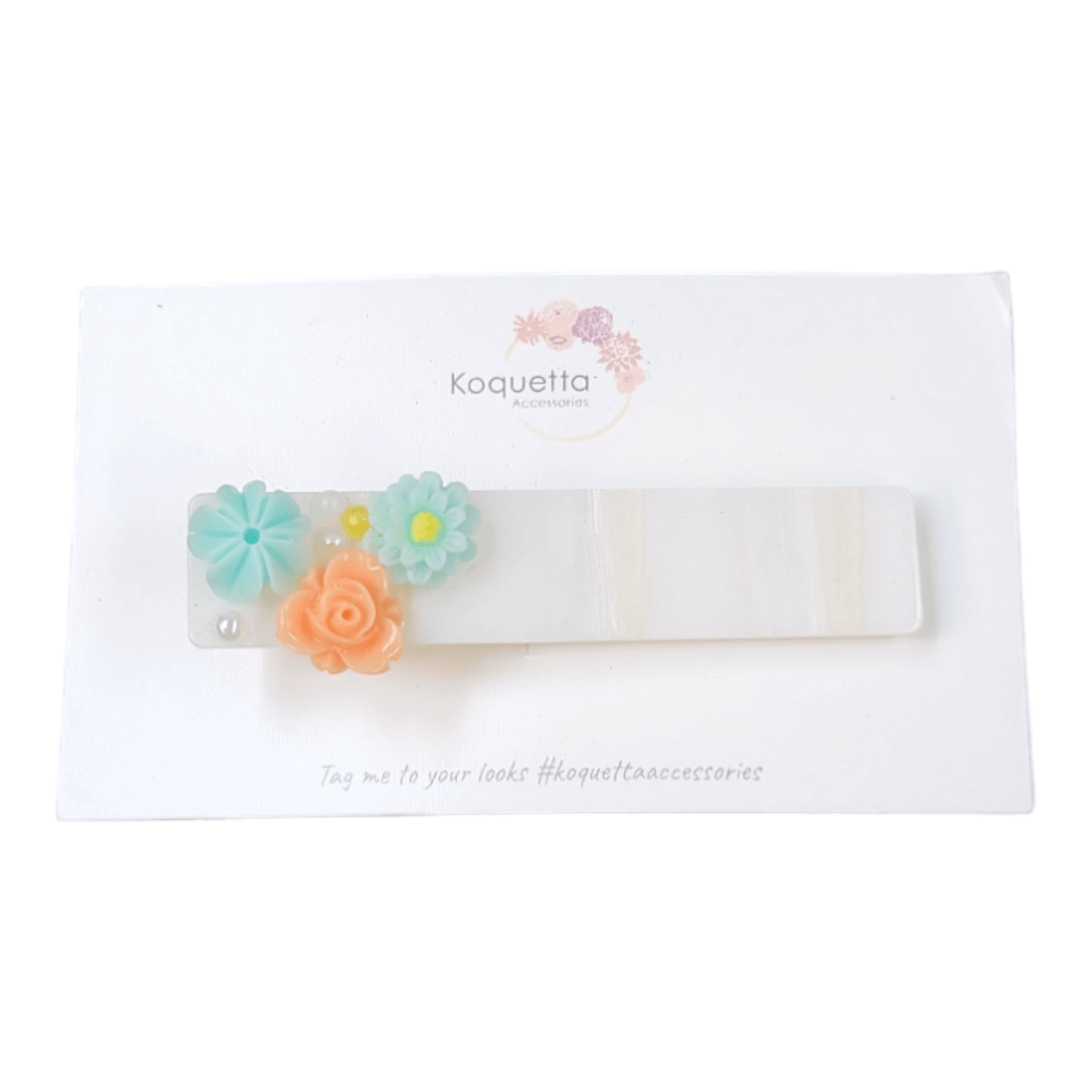 Floral Hair Clip - Pink & Blue Kidz Clothing