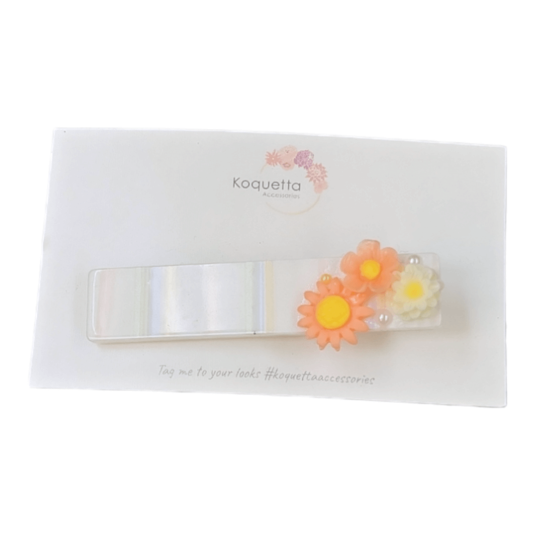 Floral Hair Clip - Pink & Blue Kidz Clothing