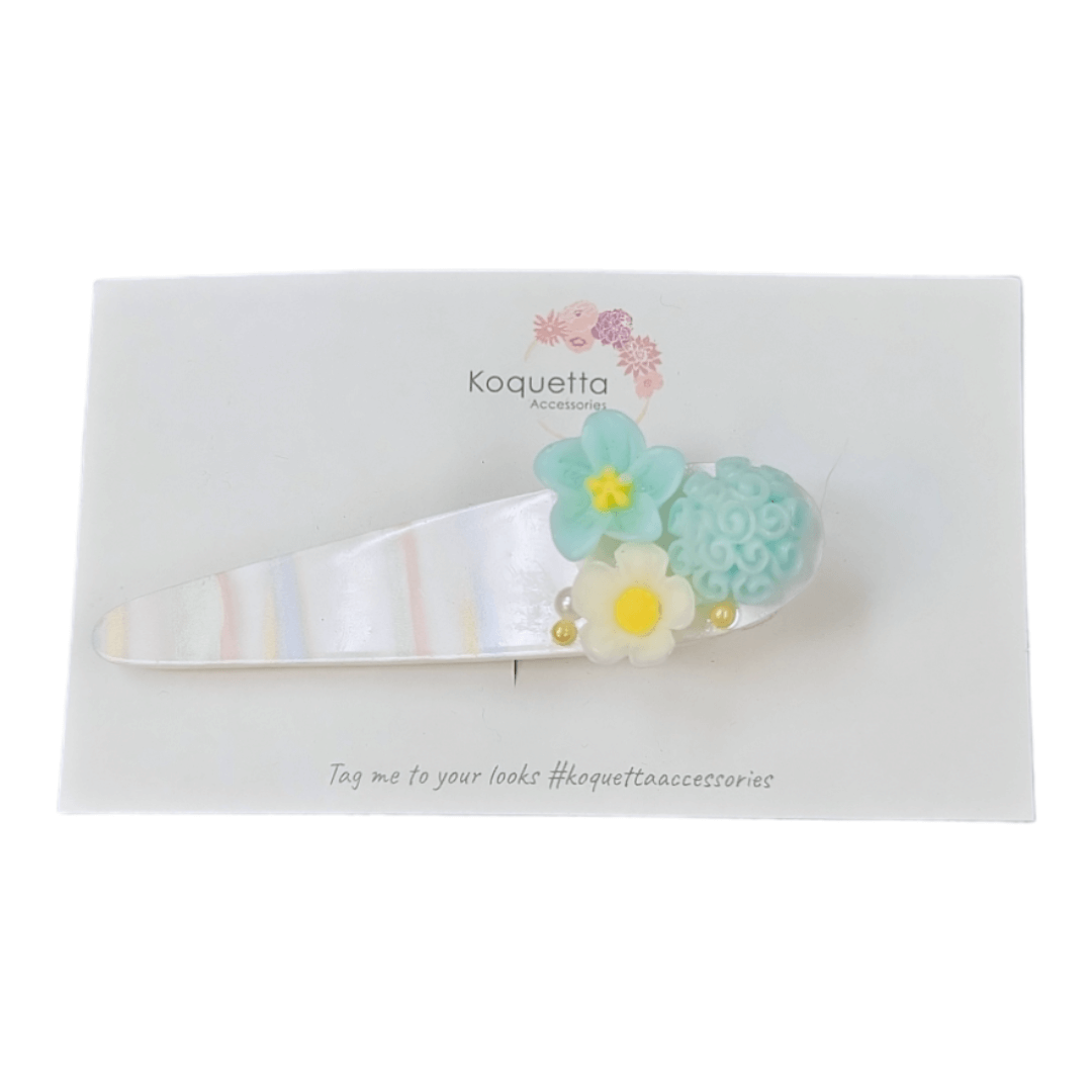 Floral Hair Clip - Pink & Blue Kidz Clothing