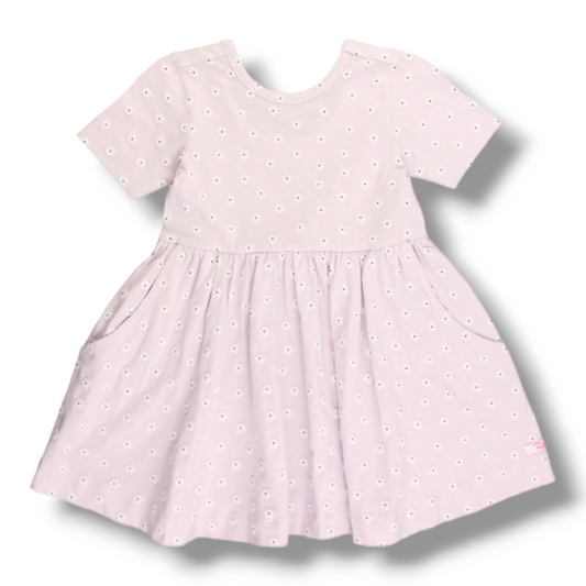 Coming Soon | RuffleButts | Short Sleeve Twirl Dress | Dainty Buds - Pink & Blue Kidz Clothing