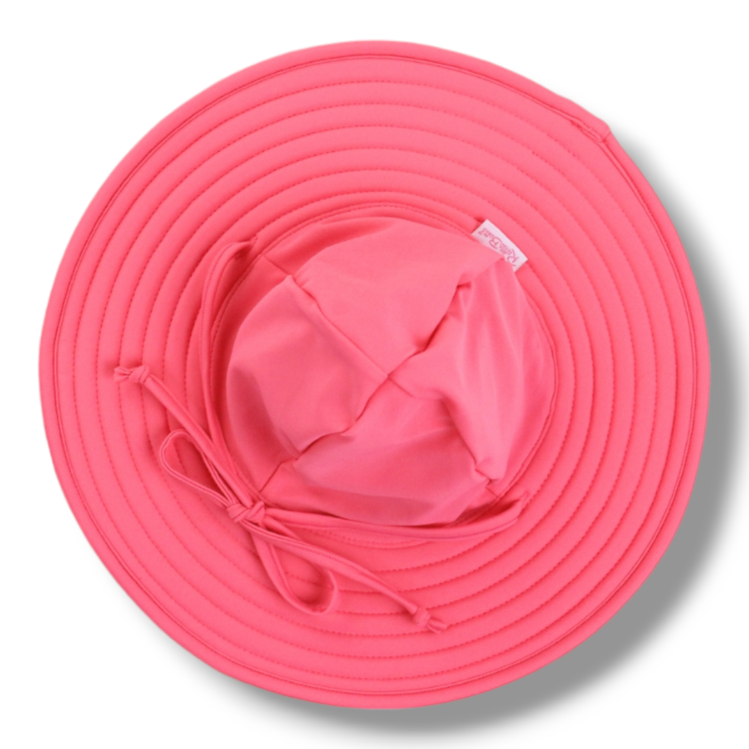 Coming Soon | RuffleButts | Hot Pink Swim Hat - Pink & Blue Kidz Clothing