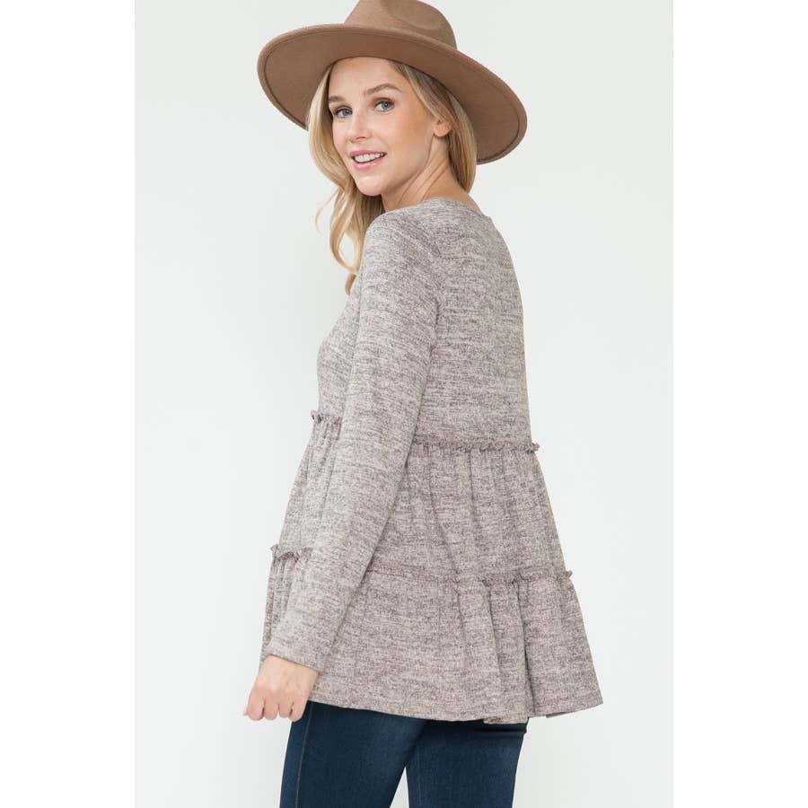 Story Teller - Maternity Baby Doll Fall Holiday Top: Sand