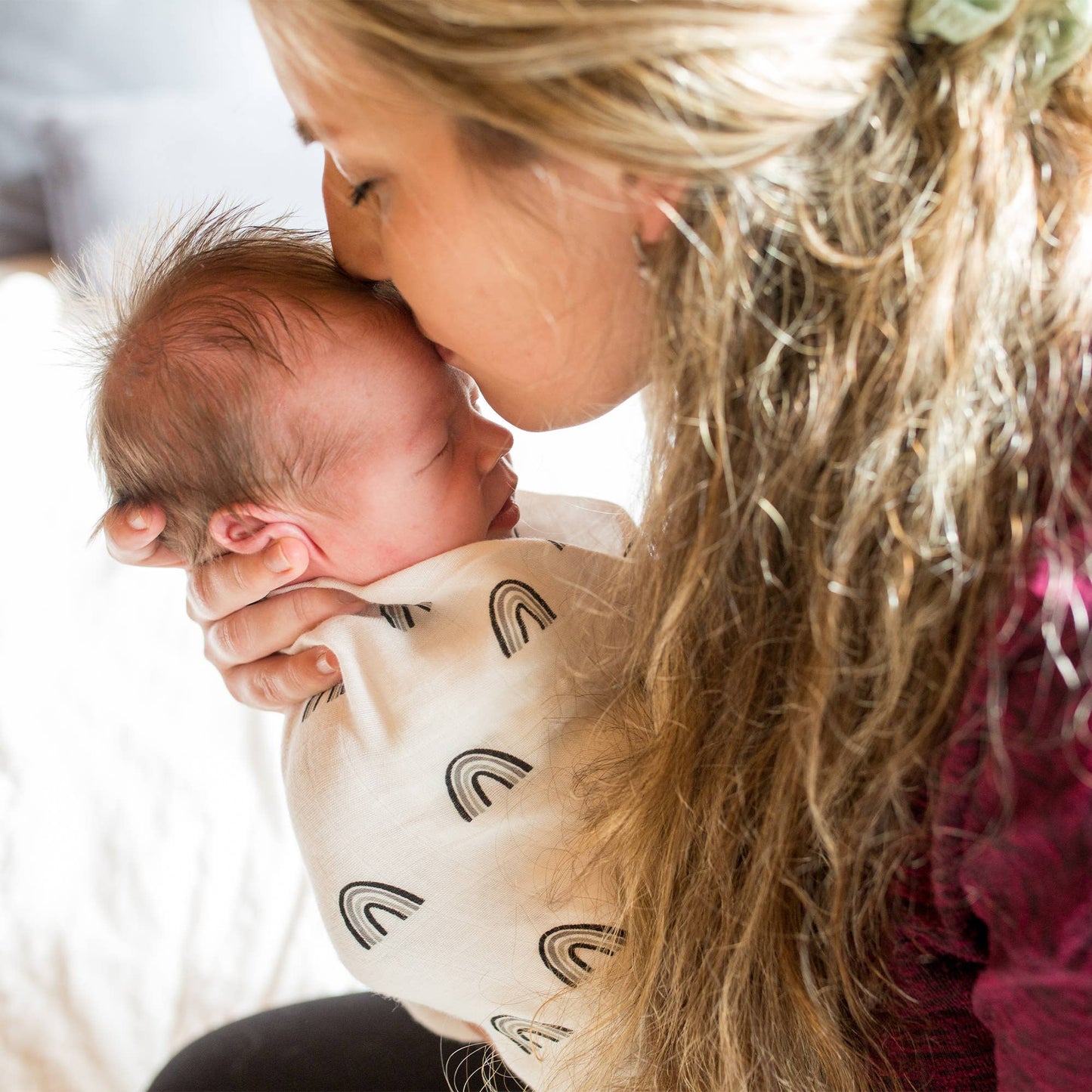 Deluxe Bamboo Swaddle - Black Rainbow - Pink & Blue Kidz Clothing