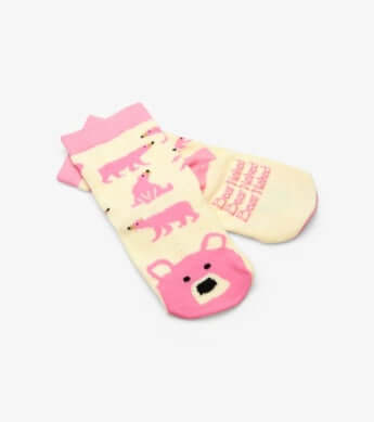 Pink Bear Kids Animal Face Socks