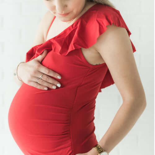 PRESLEY RUFFLE MATERNITY SWIMSUIT - Pink & Blue Kidz Clothing