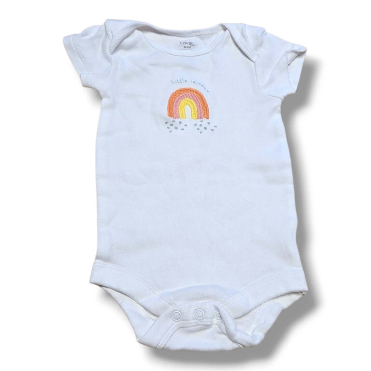 George 0/3M pre-loved baby onesie with rainbow design in mint condition.