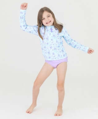 Fairytale Garden Long Sleeve Zipper Rashguard | 2PC - Pink & Blue Kidz Clothing