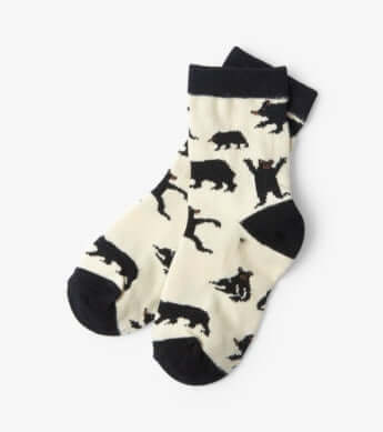 Bears On Natural Kids Crew Socks