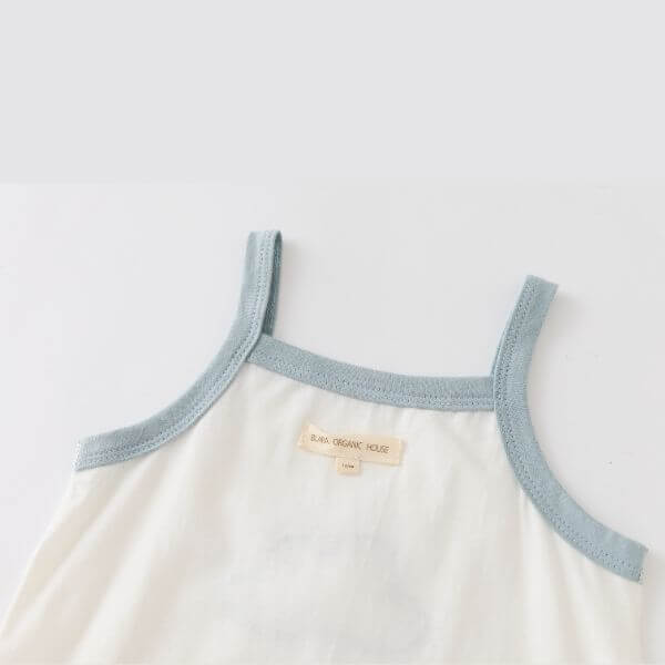 Blara Organic House | Cloud Applique Romper | Blue Cloud Appliqué