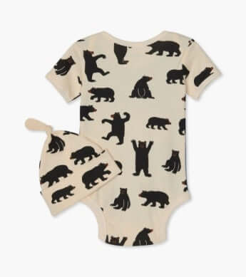 Black Bears Baby Bodysuit & Hat