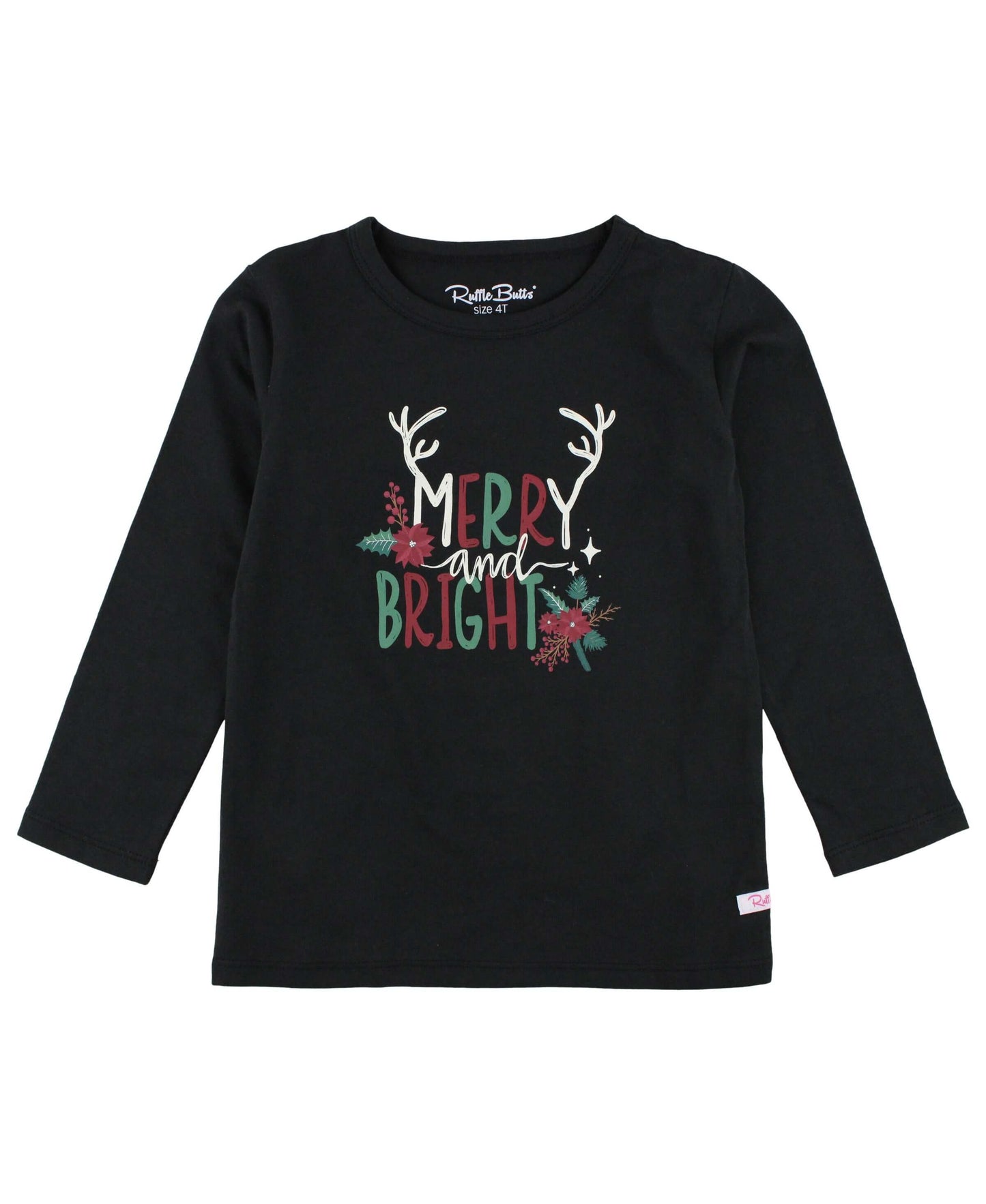 RuffleButts | Merry & Bright Top - Pink & Blue Kidz Clothing