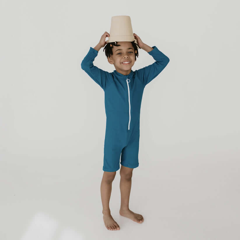 UPF50+ LONG SLEEVE SWIMSUIT | JUDE/OCEAN - Pink & Blue Kidz Clothing