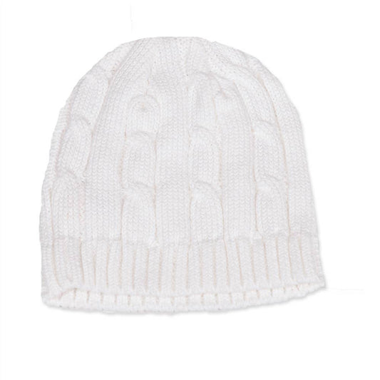 Rose Textiles - Cable Knit Hat - White - Pink & Blue Kidz Clothing