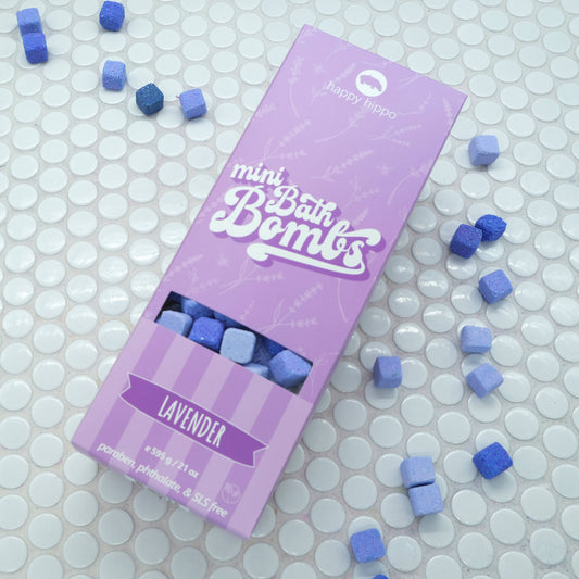 Happy Hippo Bath - *New Size* Lavender Mini Bubble Bombs- Box - Pink & Blue Kidz Clothing