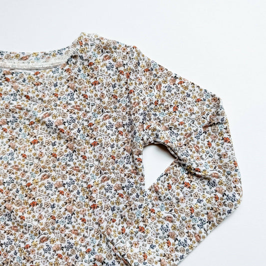 Early Grey : Bamboo 2-Piece Pjs: Antique Floral - Pink & Blue Kidz Clothing