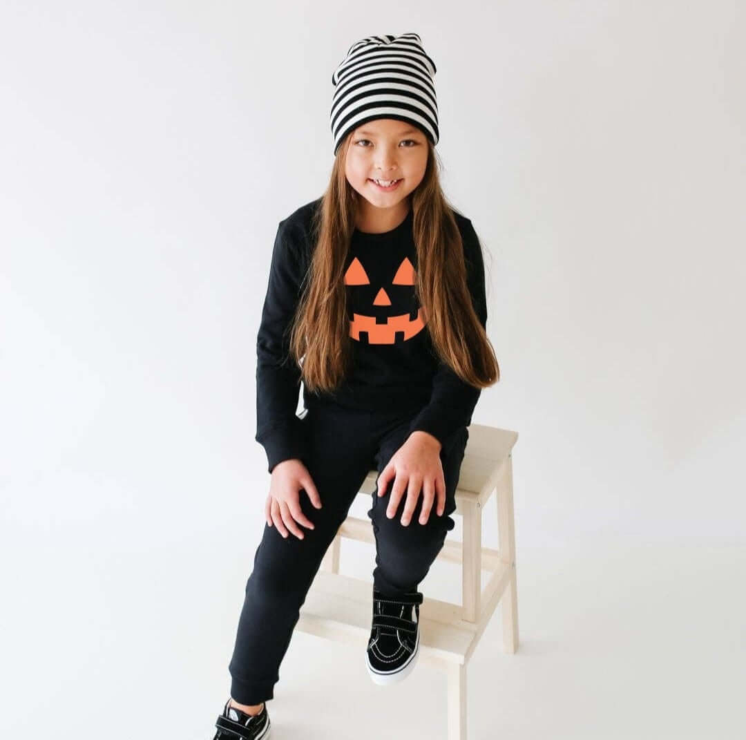 Lola & Taylor | Jack O' Lantern | Crewneck - Pink & Blue Kidz Clothing