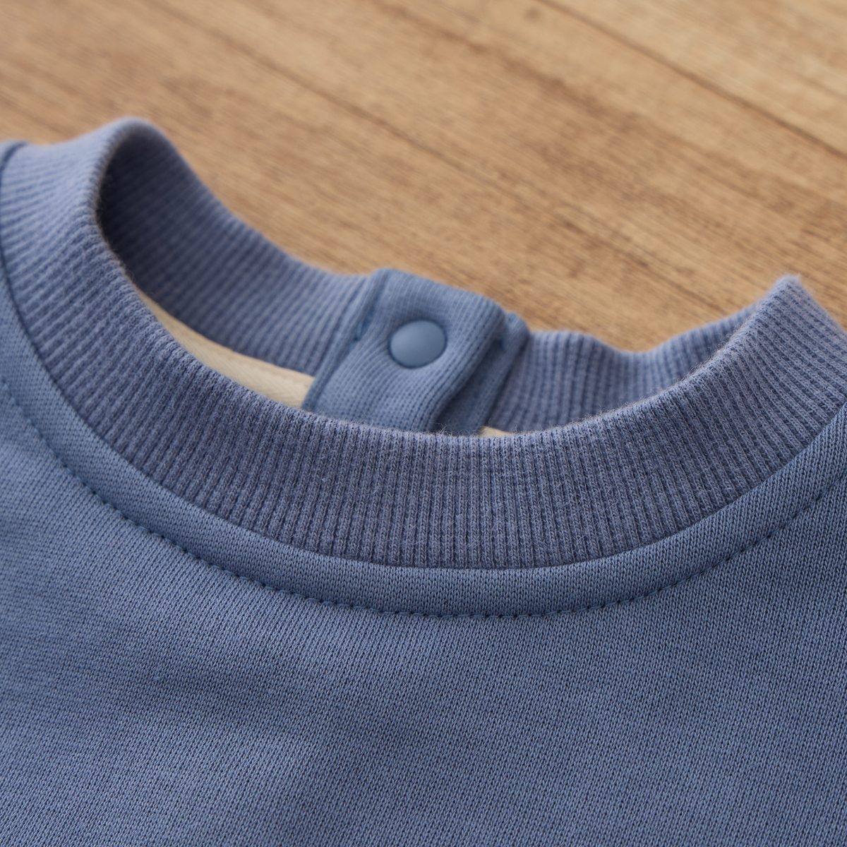 Blara Organic House Bear Embroidered Raw Hem Sweatshirt – Blue