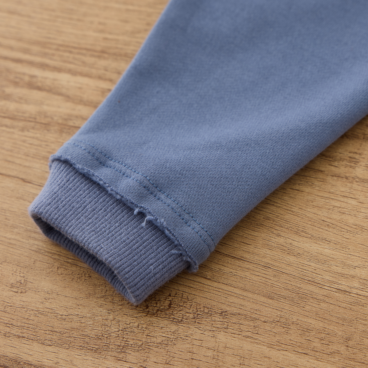 Blara Organic House Bear Embroidered Raw Hem Sweatshirt – Blue