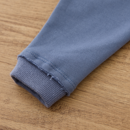 Blara Organic House Bear Embroidered Raw Hem Sweatshirt – Blue