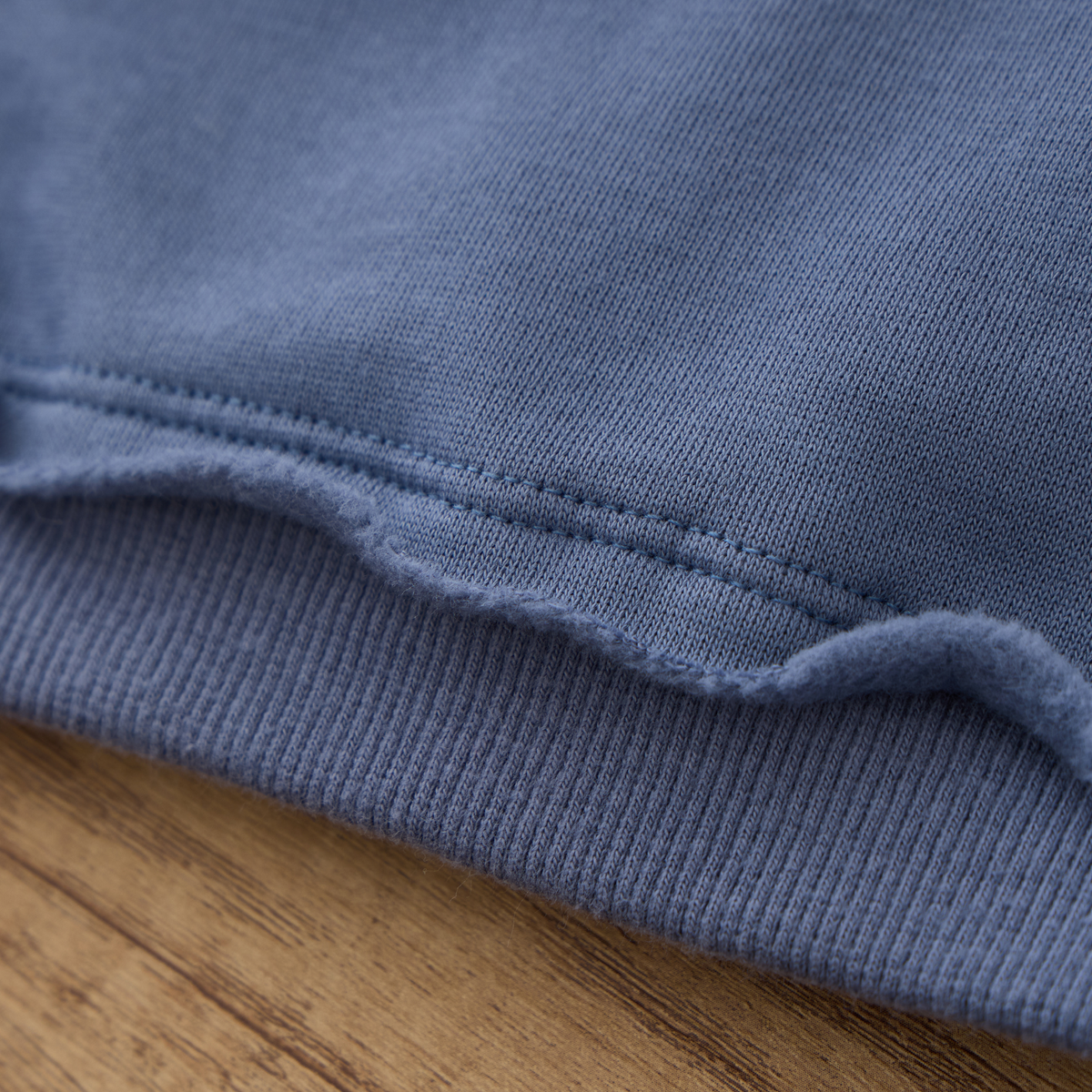 Blara Organic House Bear Embroidered Raw Hem Sweatshirt – Blue