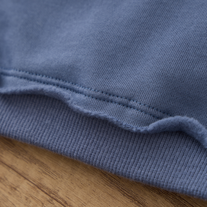 Blara Organic House Bear Embroidered Raw Hem Sweatshirt – Blue