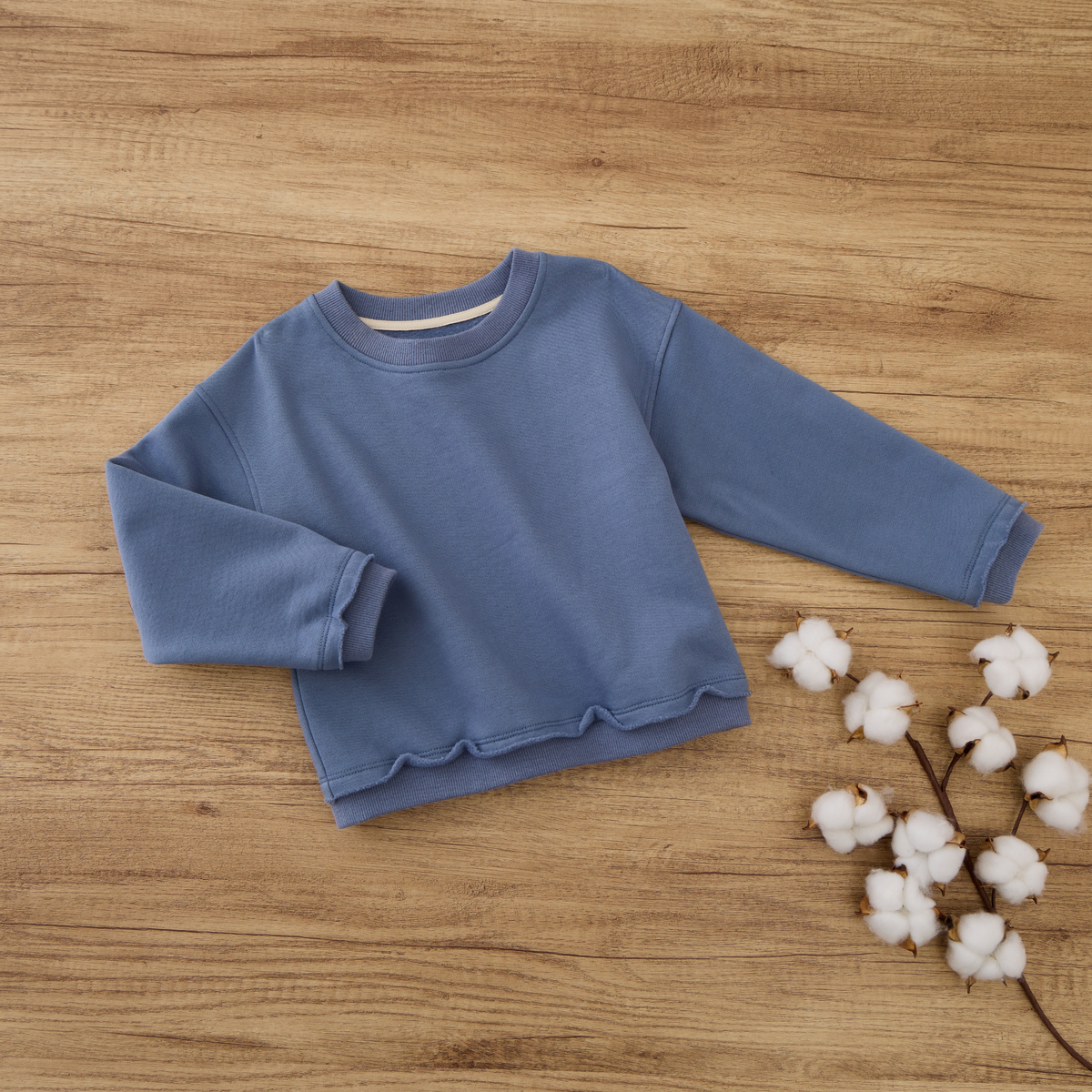 Blara Organic House Raw Hem Sweatshirt – Blue