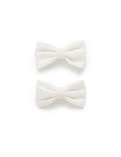 White Linen Bow Hair Clip