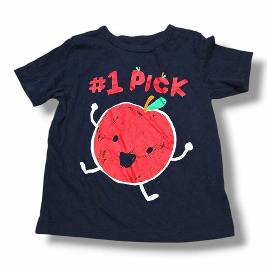Pre-loved children's t-shirt featuring a cheerful apple graphic with #1 Pick slogan.