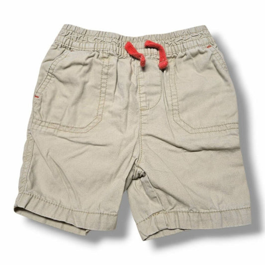 Pre-loved children's shorts in light beige color with red drawstring, suitable for toddlers 18/24 months.