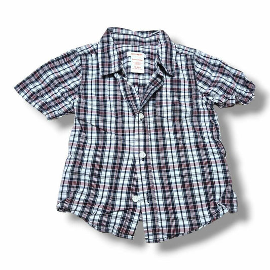 pre-loved children's t-shirt 18-24M in plaid pattern, perfect for stylish sustainability in kids' fashion.