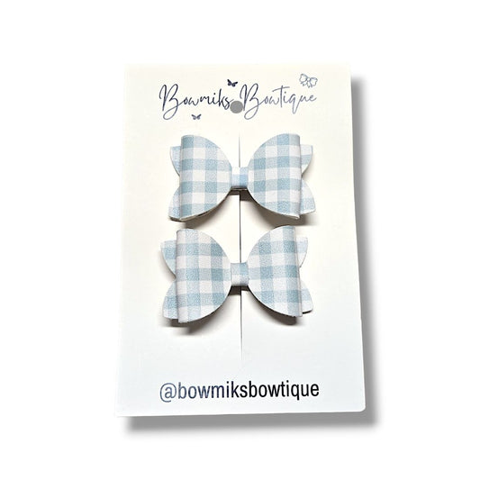 Bowmiks Boutique | Light Green 2 inch Pigtail Bow Clips | Handmade