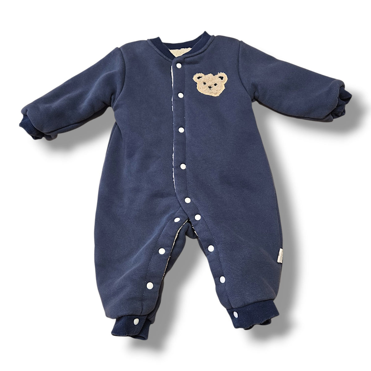 Sherpa-Lined Bear Baby Romper | 3/6M | Pre-loved Quality