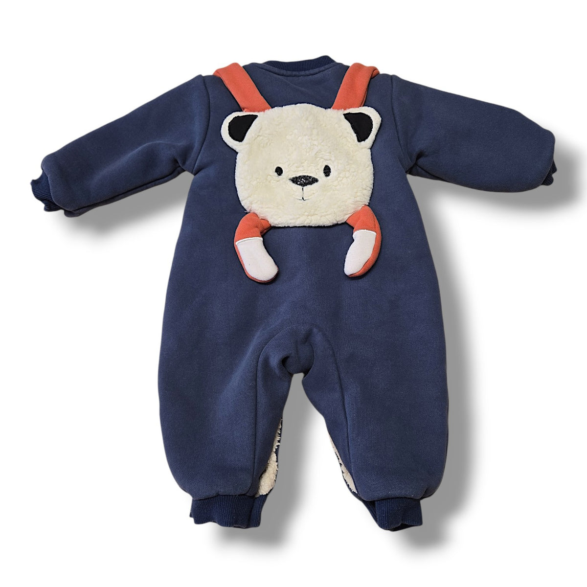 Sherpa-Lined Bear Baby Romper | 3/6M | Pre-loved Quality