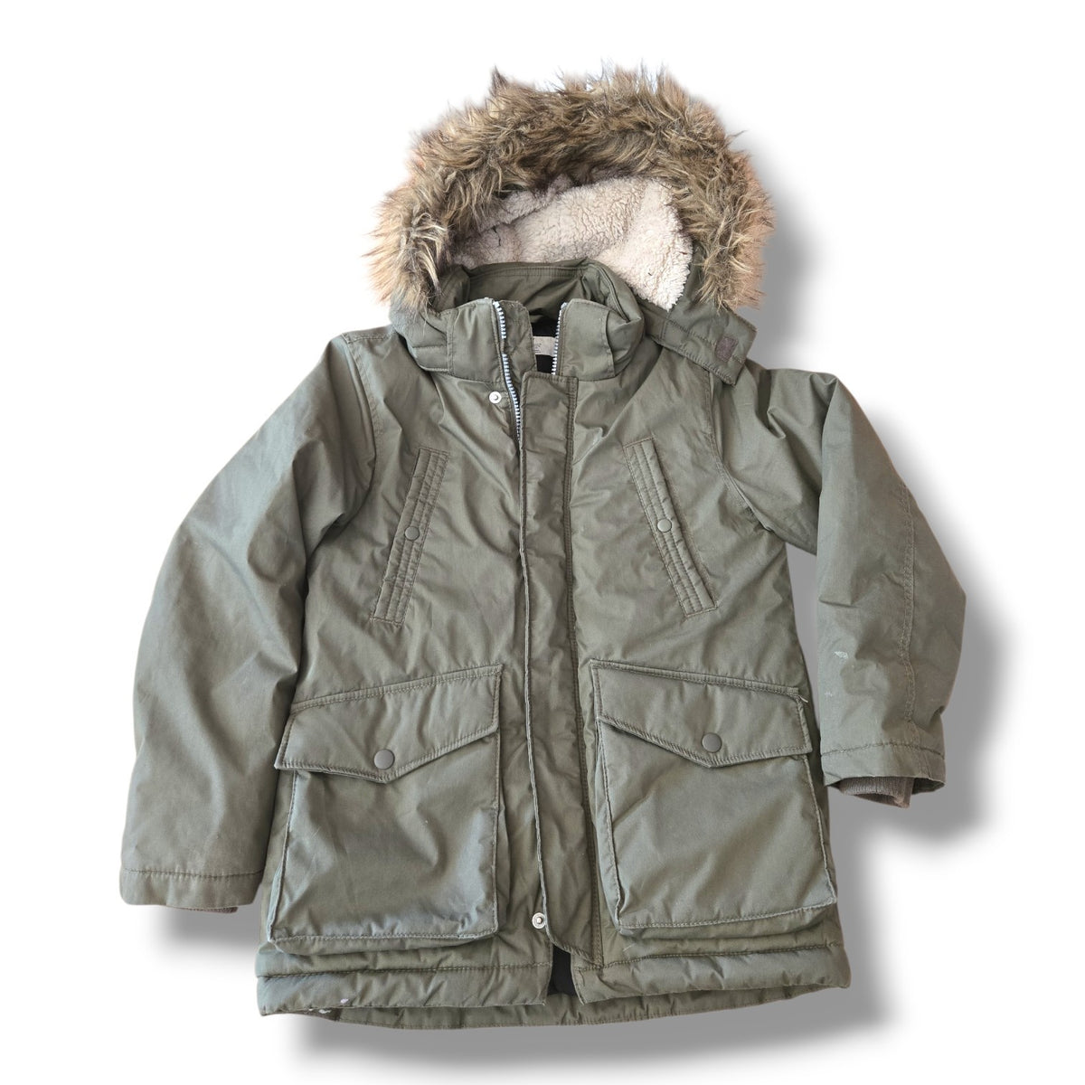 H&M Kids' Faux-Fur Hooded Winter Parka | 8–9 | Pre-loved Quality